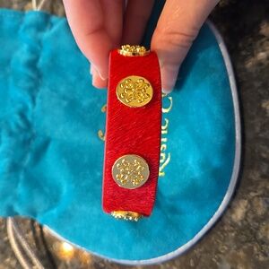Rustic Cuff Red Leather Bracelet